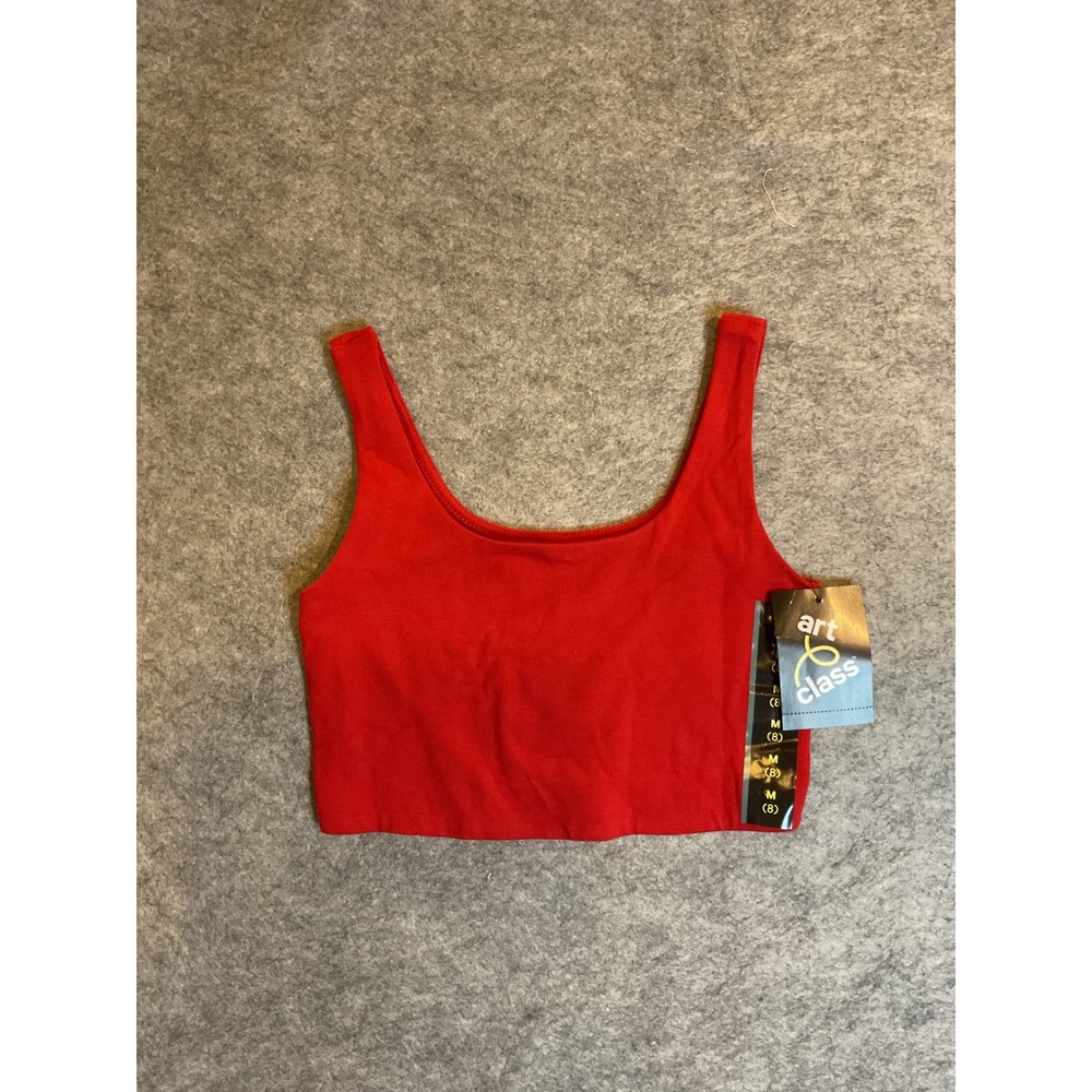 Art Class Girls Fresh Cut Rose Red Crop Tank Top Size M 8 Scoop Neck Sleeveless